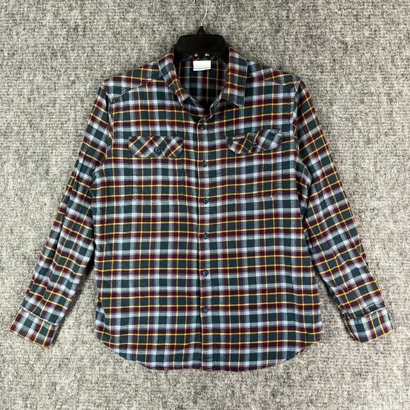 Columbia Shirt Medium Mens Flannel Plaid Regular Fit Casual Button-Down Stretch‎ - Picture 1 of 14